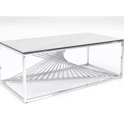 Tische-KARE Design Couchtisch Laser Silber Klarglas 120X60