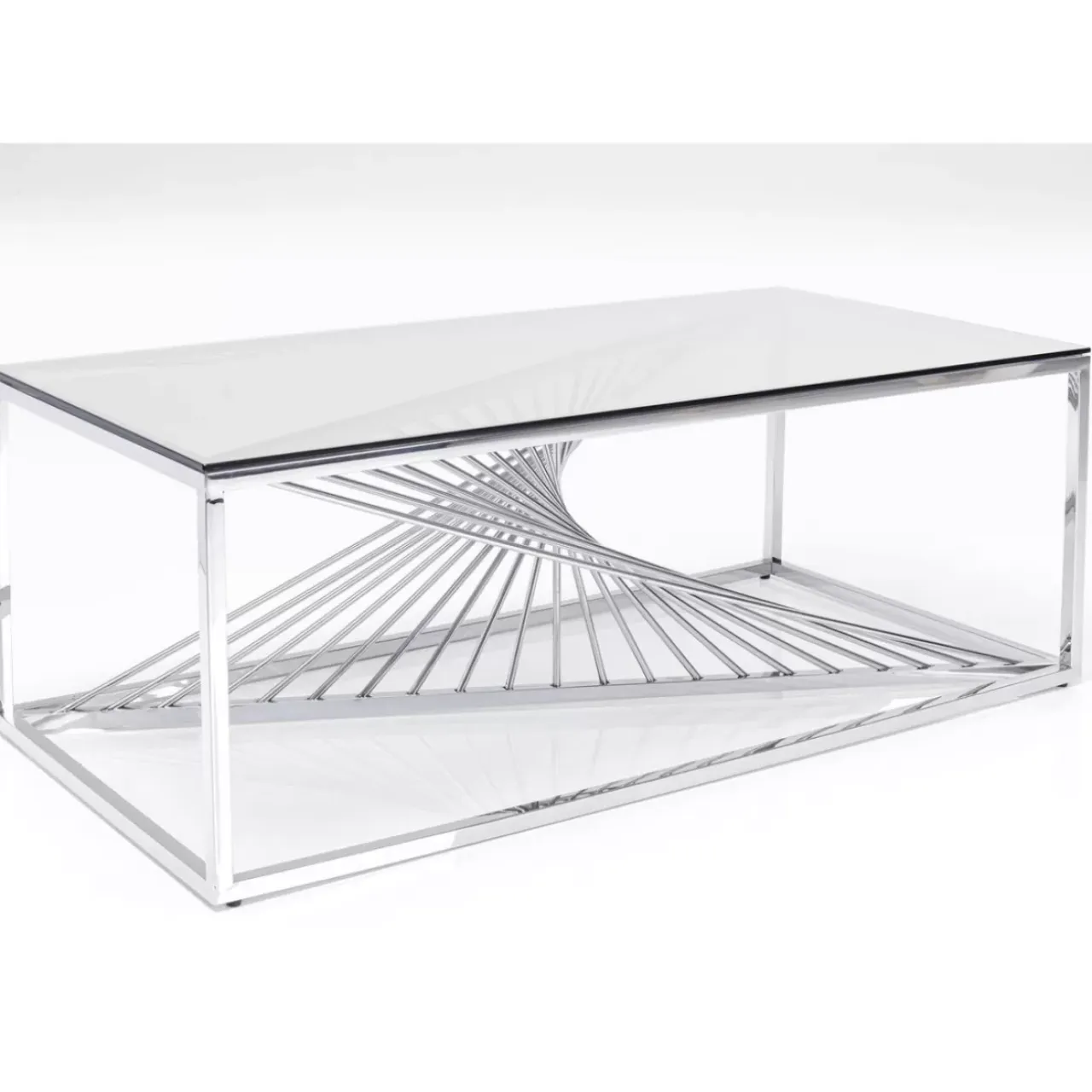 Tische-KARE Design Couchtisch Laser Silber Klarglas 120X60