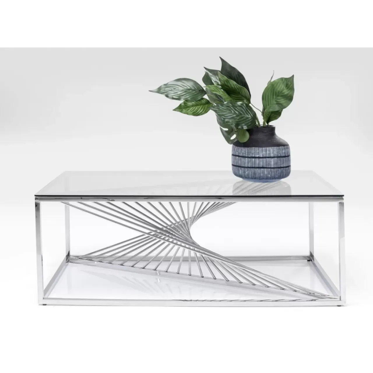 Tische-KARE Design Couchtisch Laser Silber Klarglas 120X60