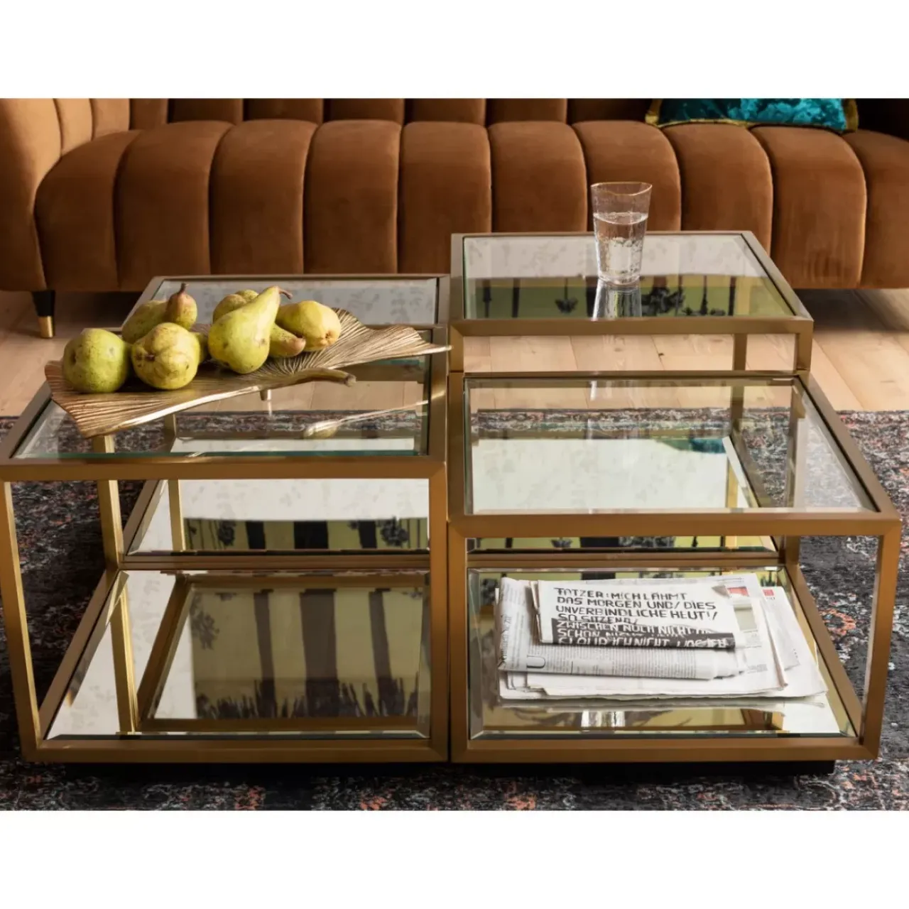 Tische-KARE Design Couchtisch Luigi Gold (4/Set)