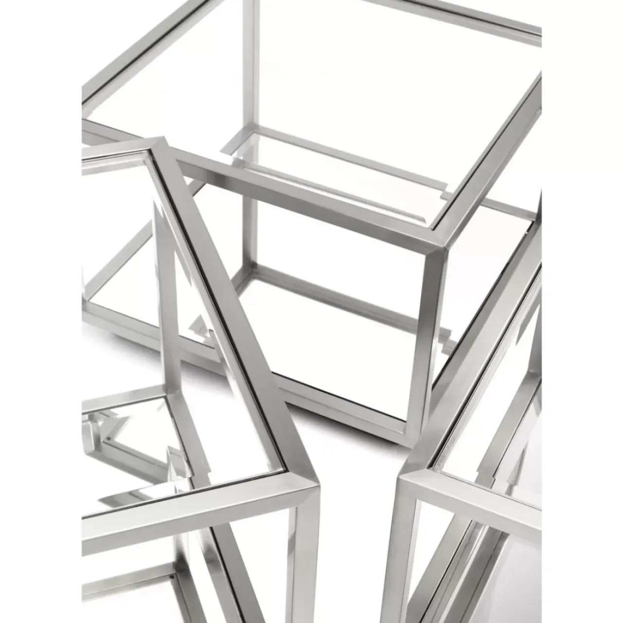 Tische-KARE Design Couchtisch Luigi Silber (4/Set)