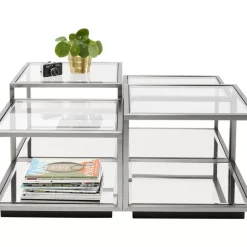 Tische-KARE Design Couchtisch Luigi Silber (4/Set)