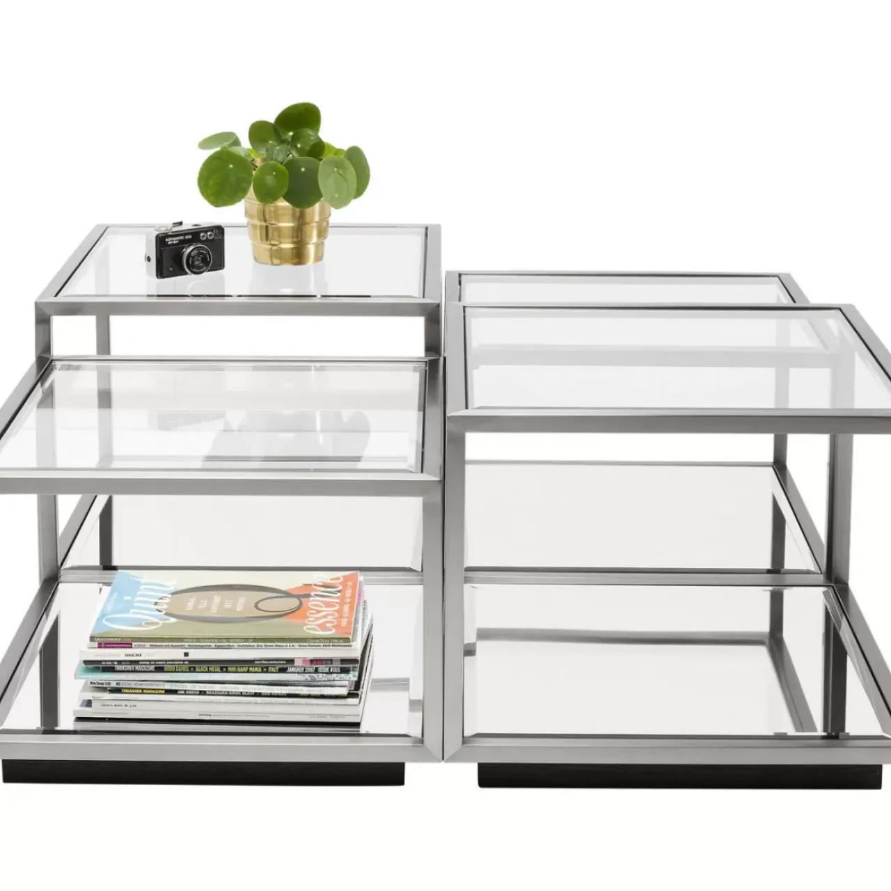 Tische-KARE Design Couchtisch Luigi Silber (4/Set)