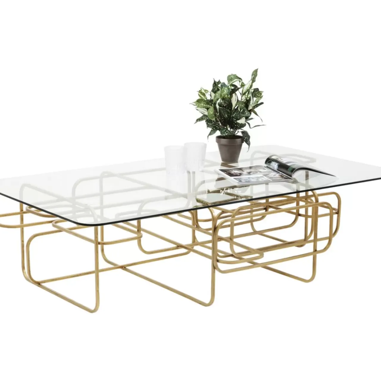Tische-KARE Design Couchtisch Meander Gold 140X80Cm