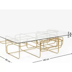 Tische-KARE Design Couchtisch Meander Gold 140X80Cm