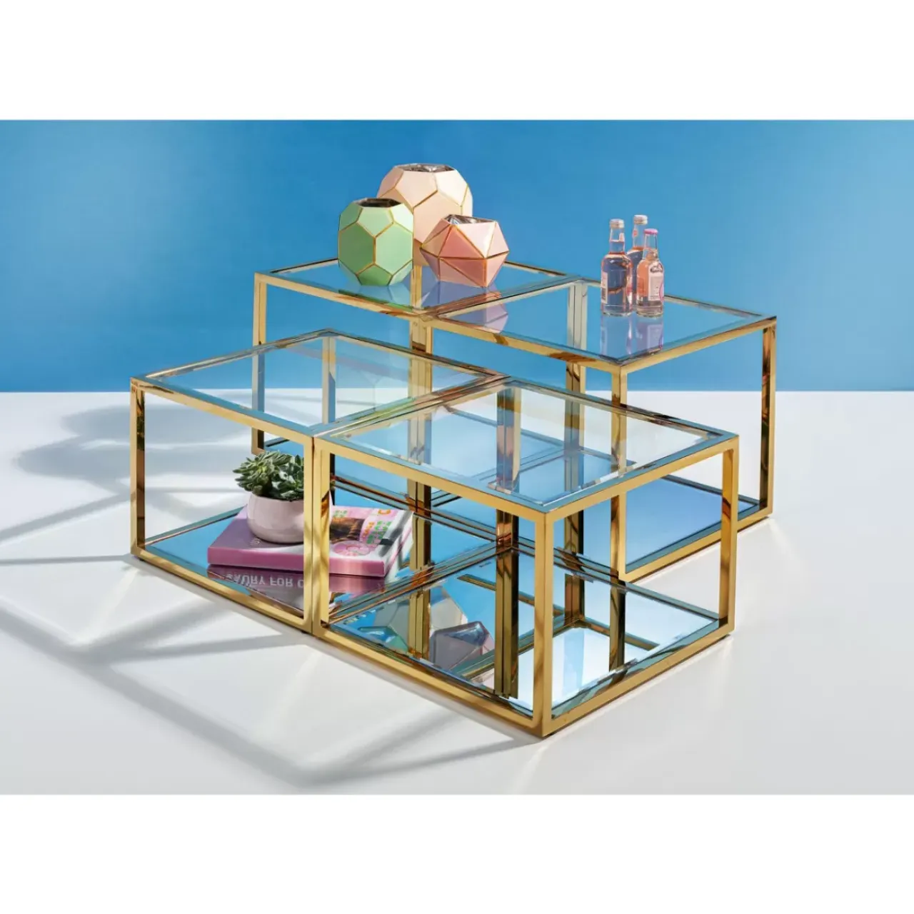 Tische-KARE Design Couchtisch Orion Gold (4/Set)