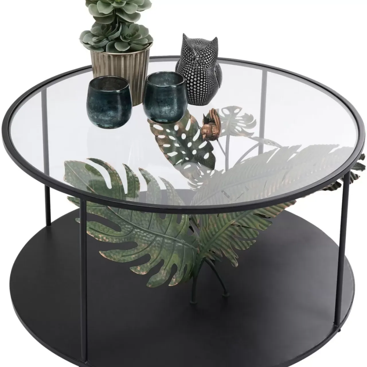 Tische-KARE Design Couchtisch Palms Schwarz O80Cm
