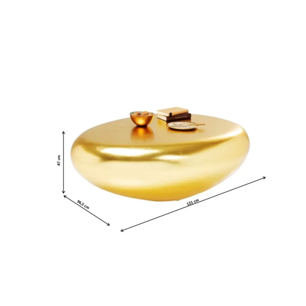 Tische-KARE Design Couchtisch Pebble Gold 122X96
