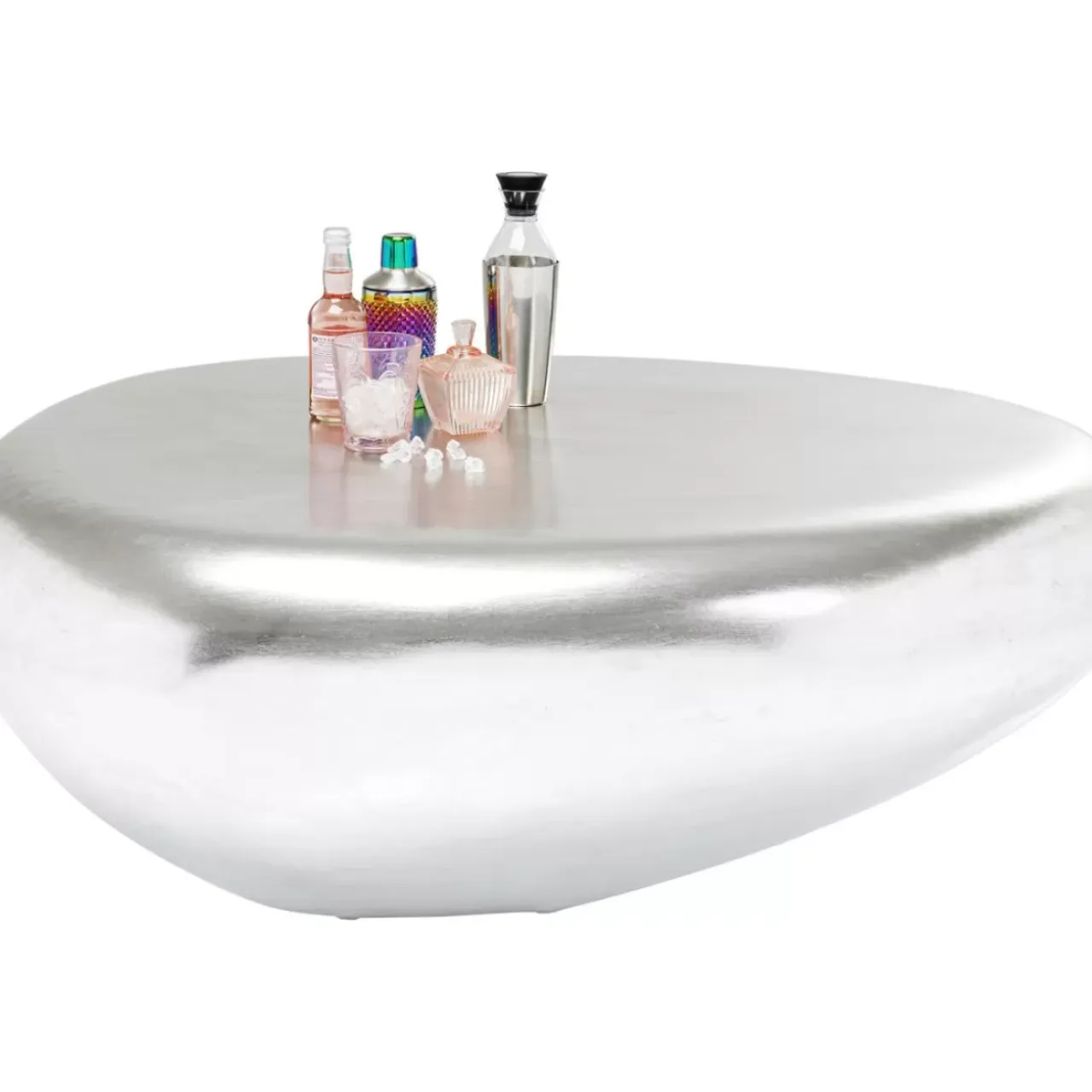 Tische-KARE Design Couchtisch Pebble Silber 122X96