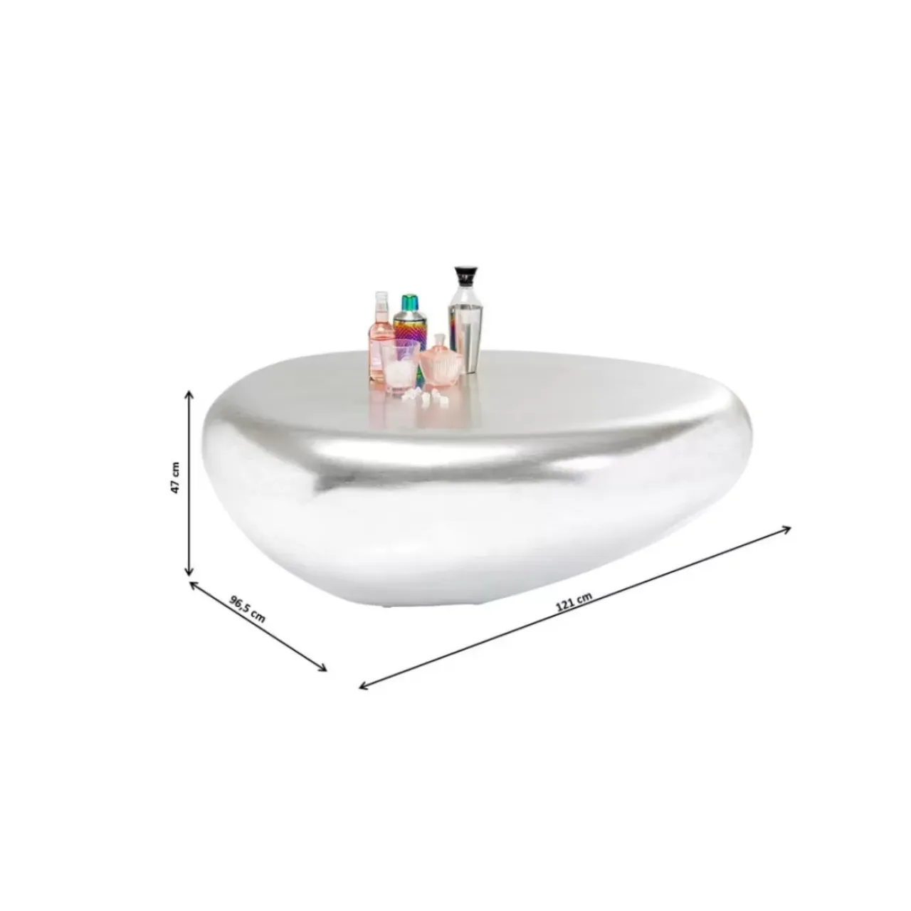 Tische-KARE Design Couchtisch Pebble Silber 122X96