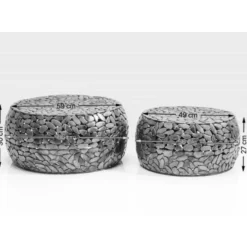 Tische-KARE Design Couchtisch Pebbles Deluxe Silber (2/Set)