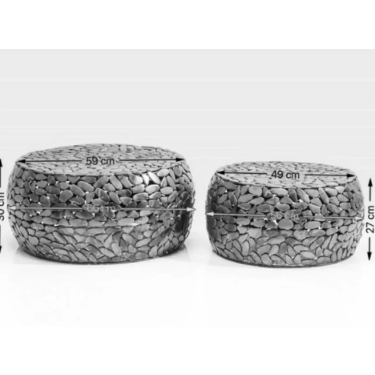 Tische-KARE Design Couchtisch Pebbles Deluxe Silber (2/Set)