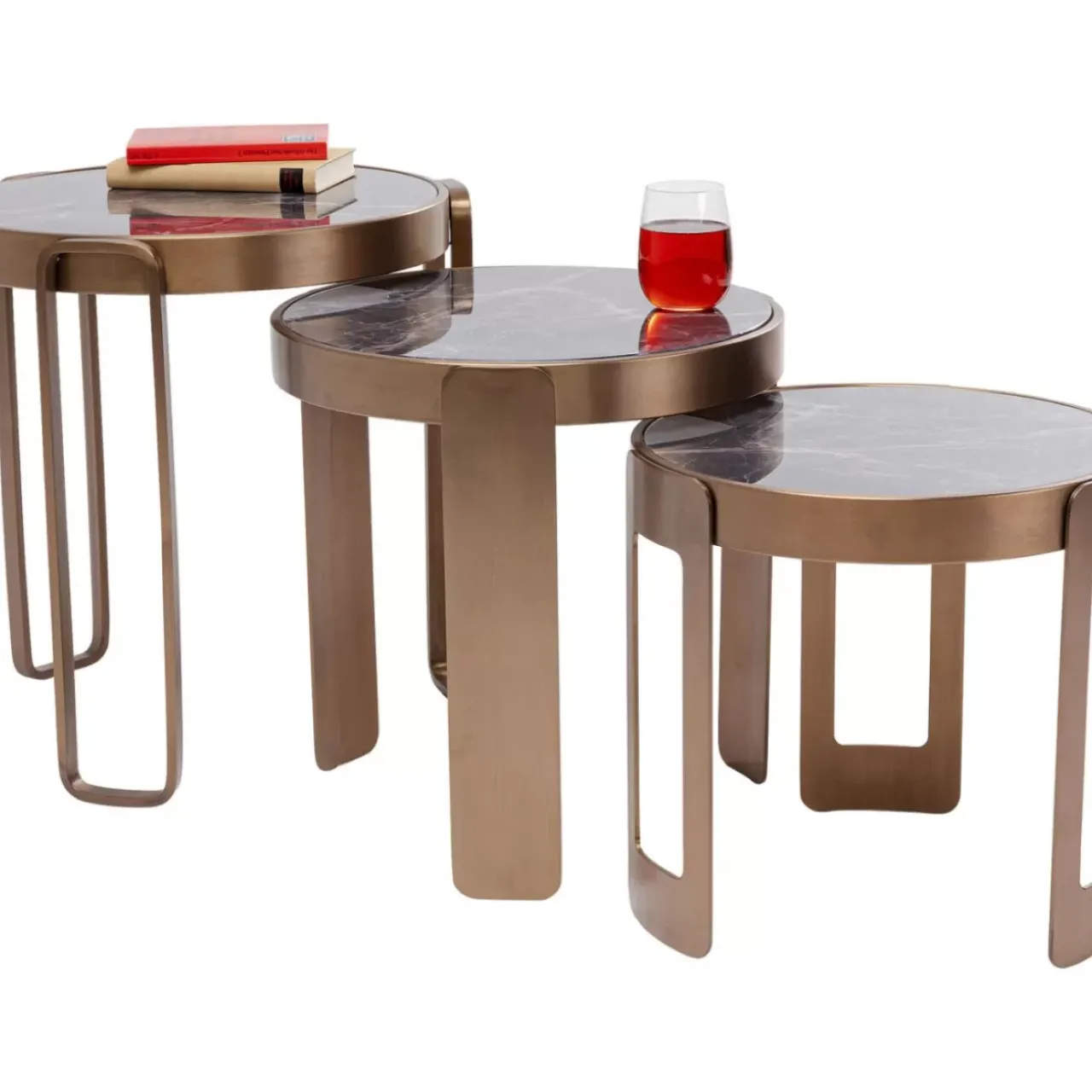 Tische-KARE Design Couchtisch Perelli Messing (3/Set)