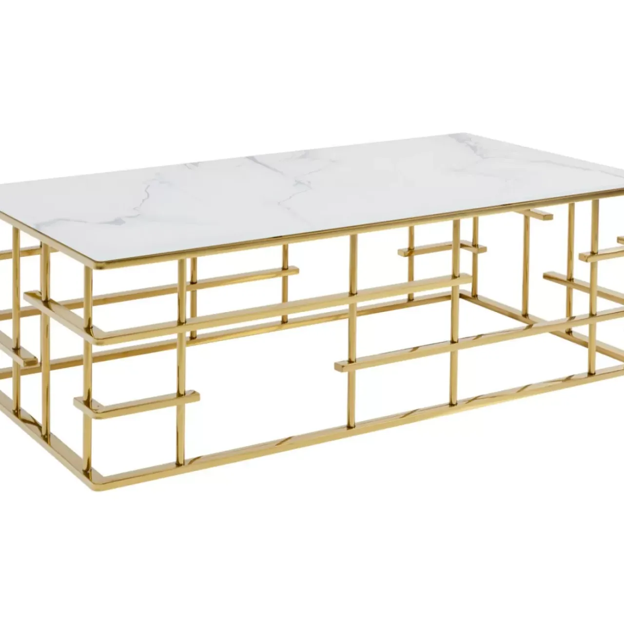 Tische-KARE Design Couchtisch Rome Gold 130X70Cm