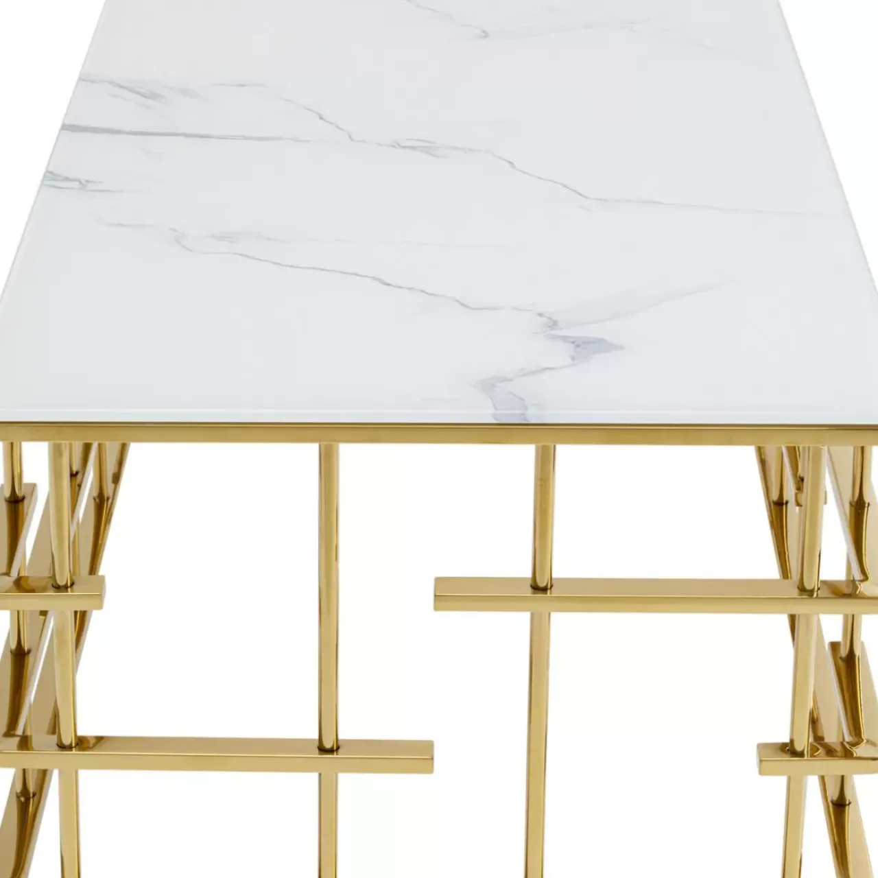Tische-KARE Design Couchtisch Rome Gold 130X70Cm