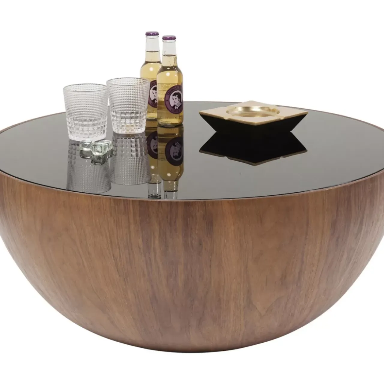 Tische-KARE Design Couchtisch Tear Drops Walnuss O80Cm