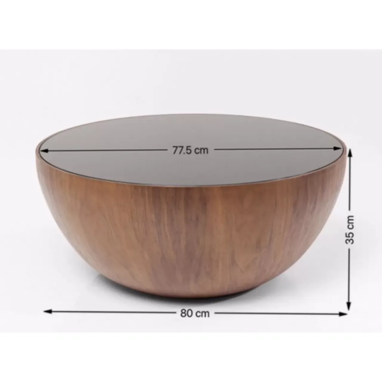 Tische-KARE Design Couchtisch Tear Drops Walnuss O80Cm