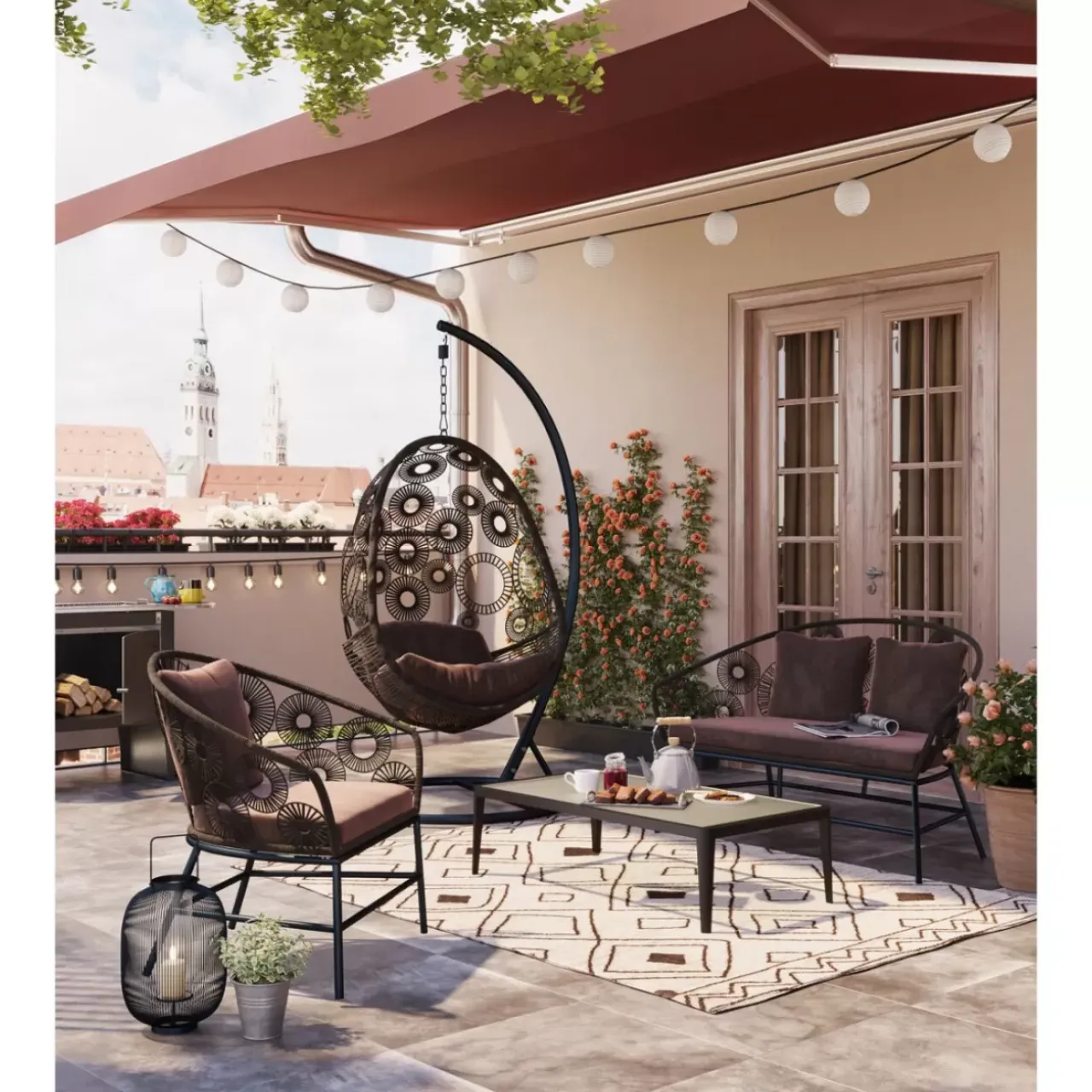 Outdoormöbel-KARE Design Couchtisch Tiki Schwarz