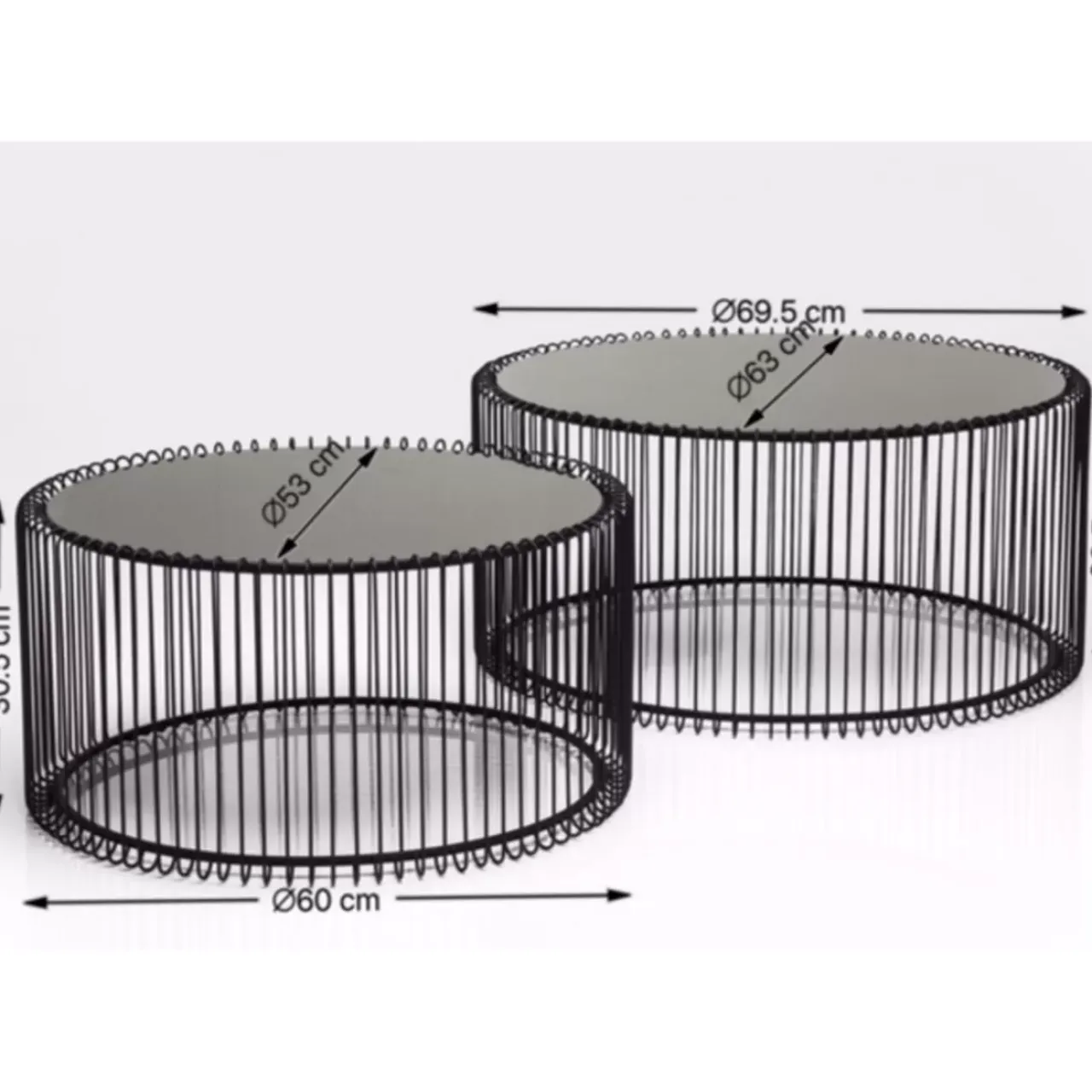 Tische-KARE Design Couchtisch Wire Black (2/Set)