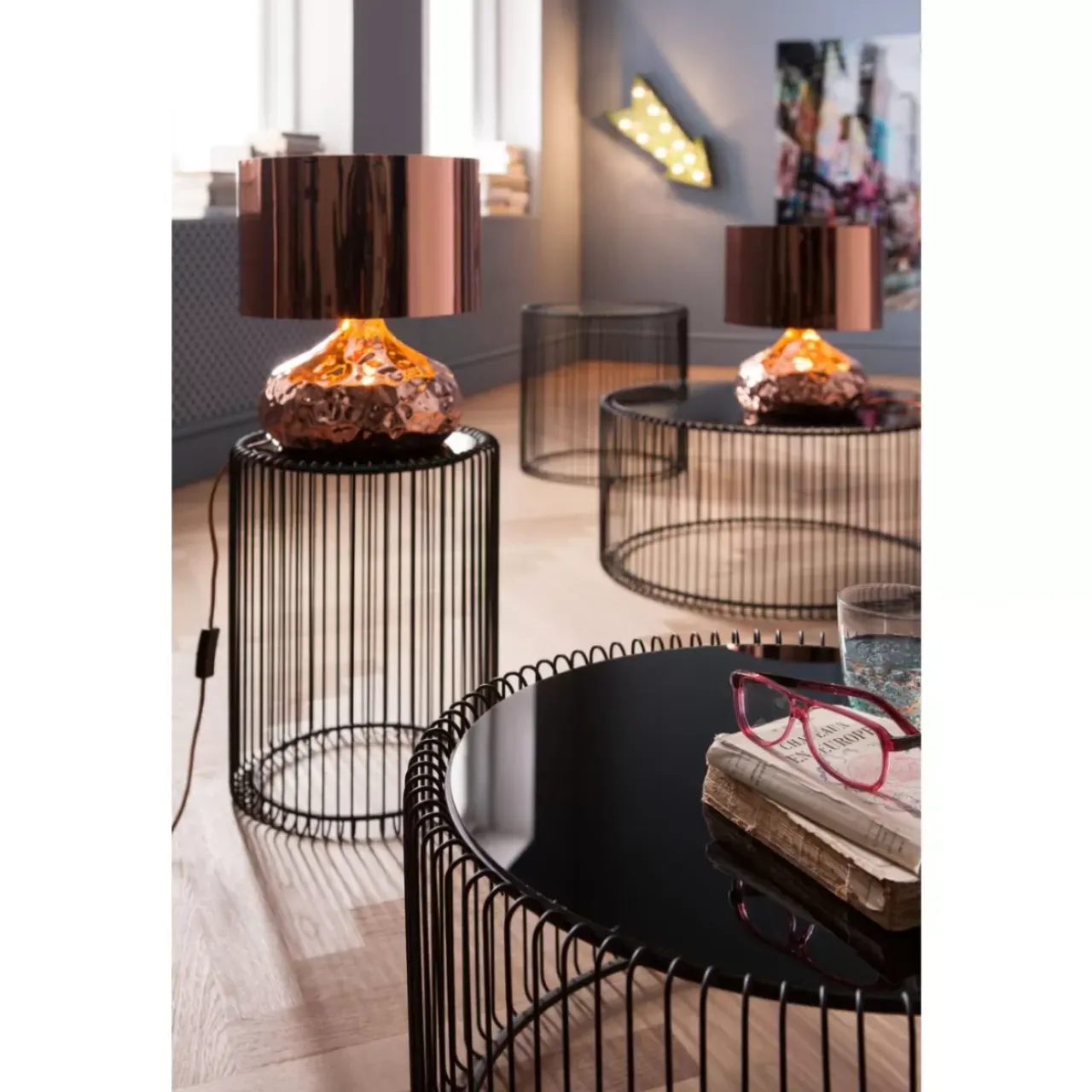 Tische-KARE Design Couchtisch Wire Black (2/Set)