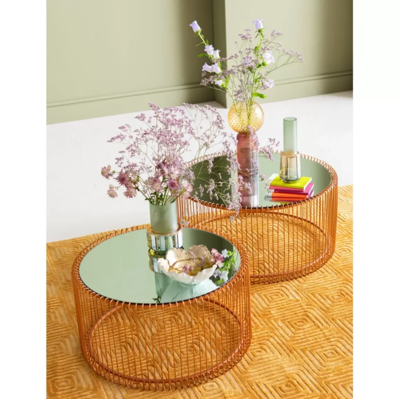 Tische-KARE Design Couchtisch Wire Copper (2/Set)