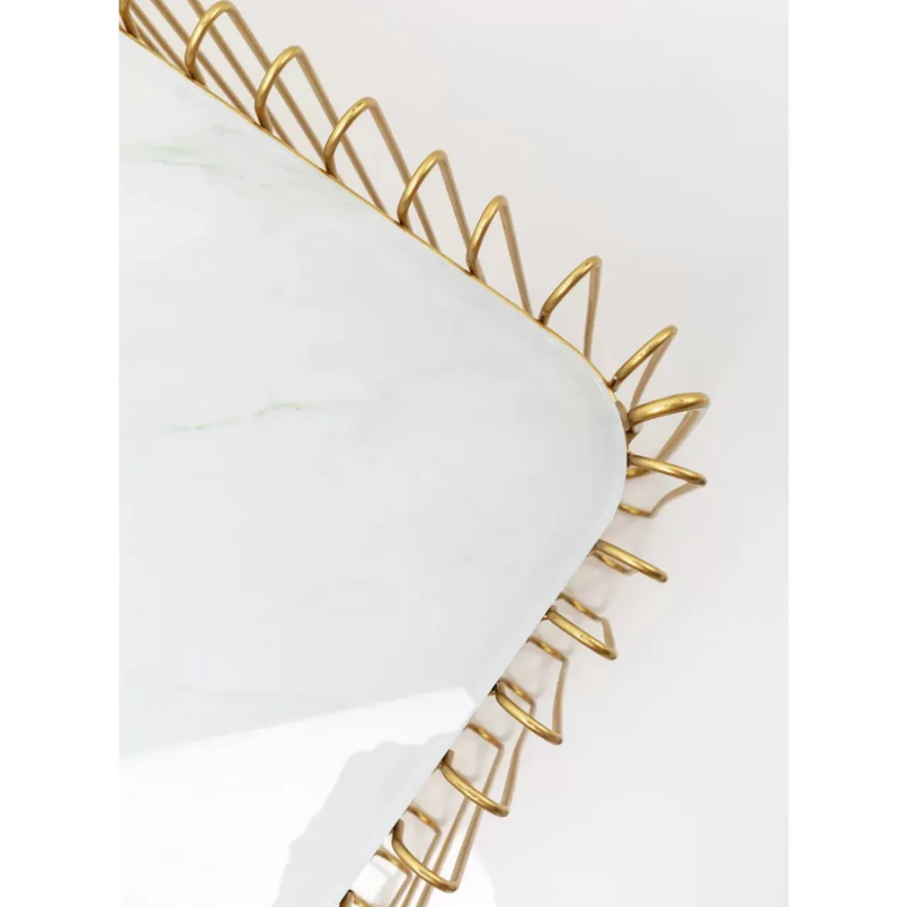 Tische-KARE Design Couchtisch Wire Glas Marble Weis 145X70Cm
