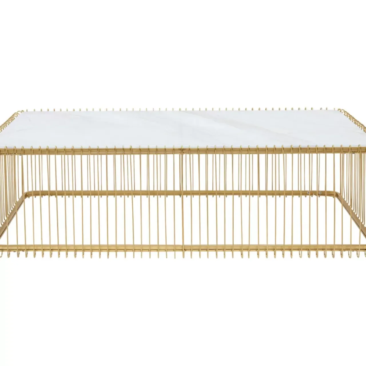 Tische-KARE Design Couchtisch Wire Glas Marble Weis 145X70Cm