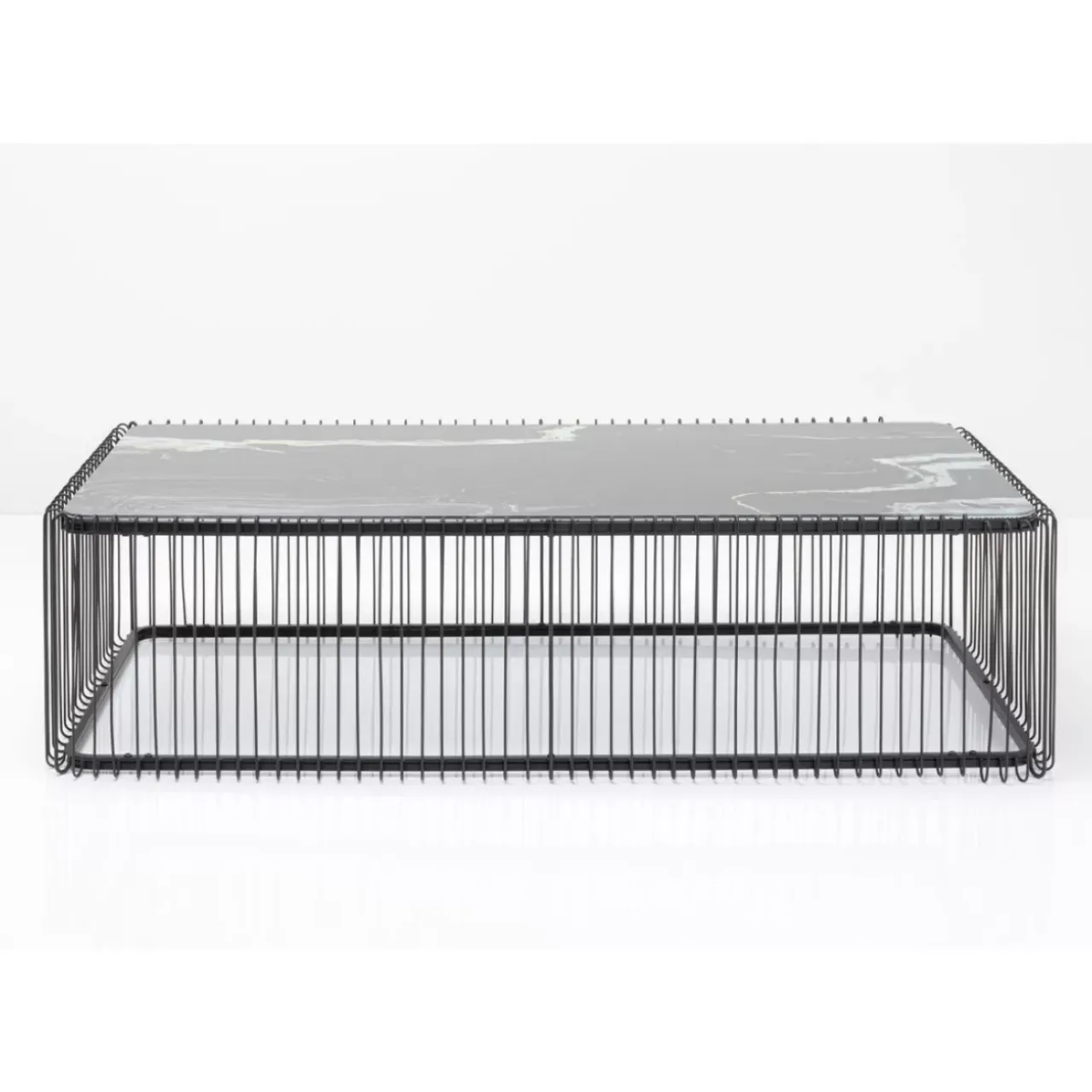 Tische-KARE Design Couchtisch Wire Glas Marble Schwarz 145X70Cm