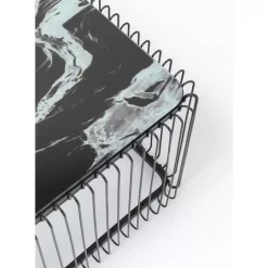 Tische-KARE Design Couchtisch Wire Glas Marble Schwarz 145X70Cm