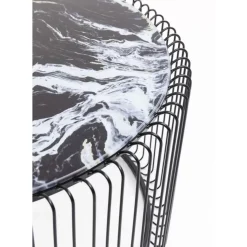 Tische-KARE Design Couchtisch Wire Glas Marble Schwarz (2/Set)