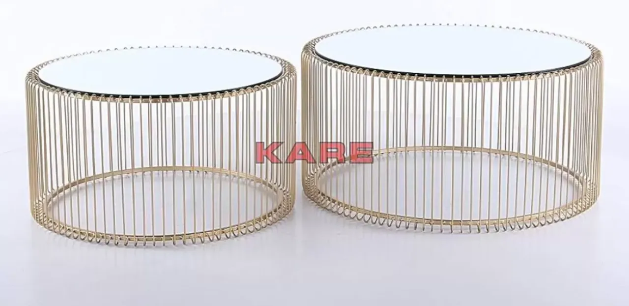 Tische-KARE Design Couchtisch Wire Messing (2/Set)