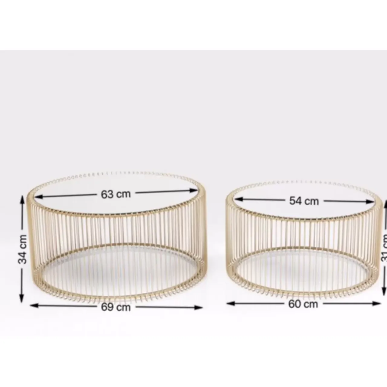 Tische-KARE Design Couchtisch Wire Messing (2/Set)