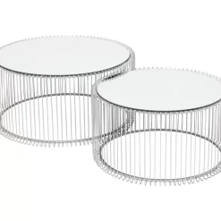 Tische-KARE Design Couchtisch Wire Silber (2/Set)