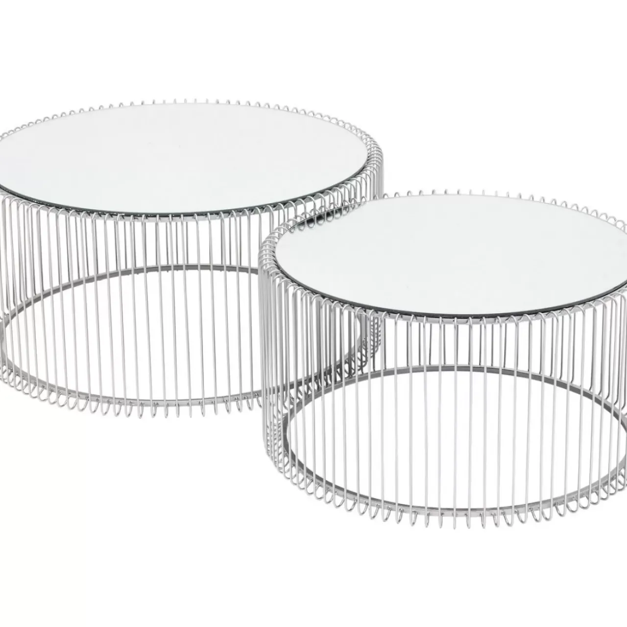 Tische-KARE Design Couchtisch Wire Silber (2/Set)