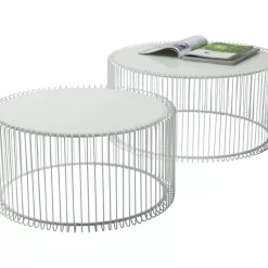 Tische-KARE Design Couchtisch Wire White (2/Set)