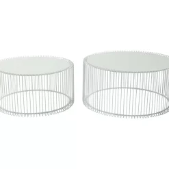 Tische-KARE Design Couchtisch Wire White (2/Set)