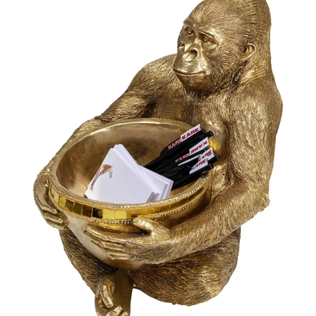 Deko & Geschenkartikel-KARE Design Deko Figur Gorilla Holding Bowl Gold