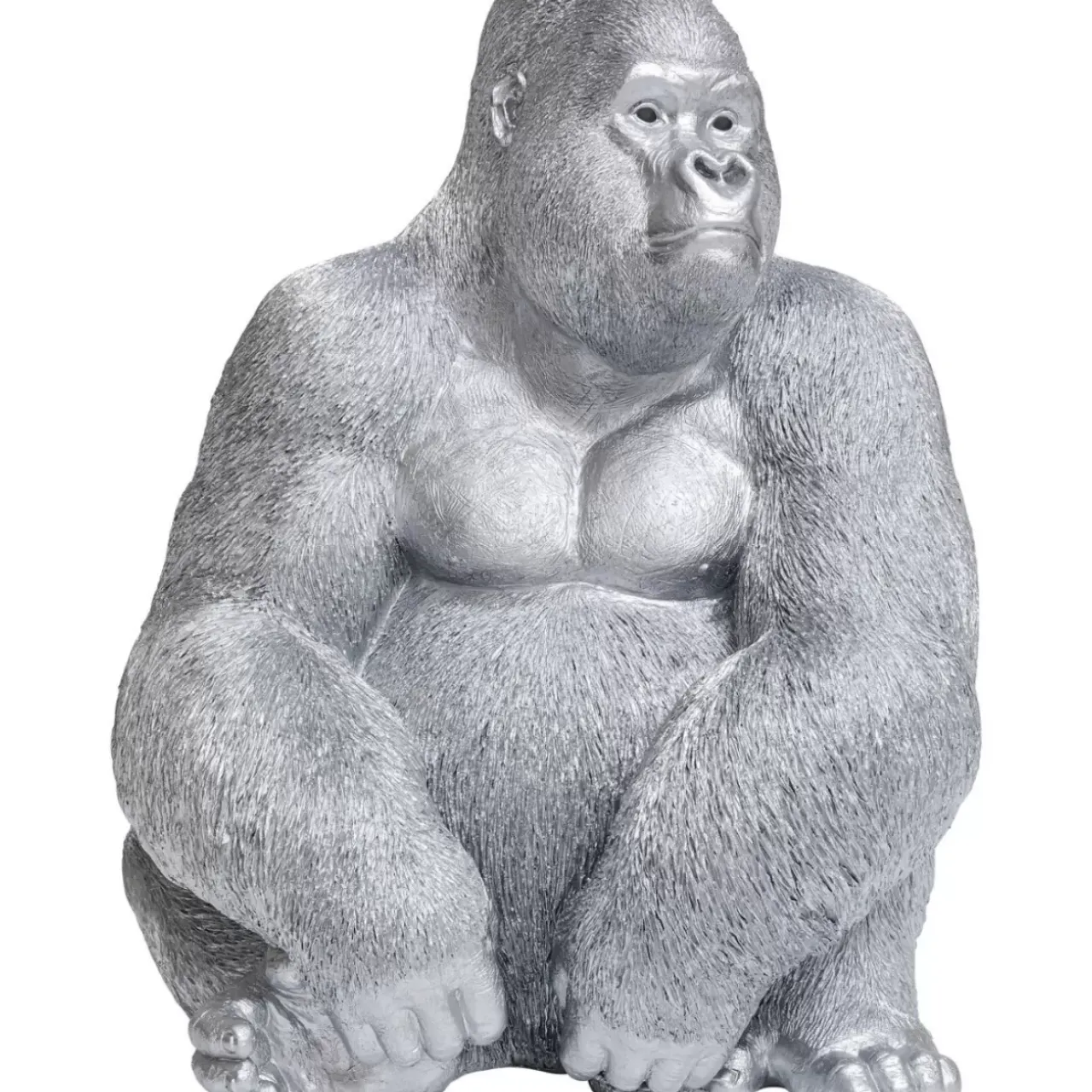 Deko & Geschenkartikel-KARE Design Deko Figur Monkey Gorilla Side Xl Silber Matt