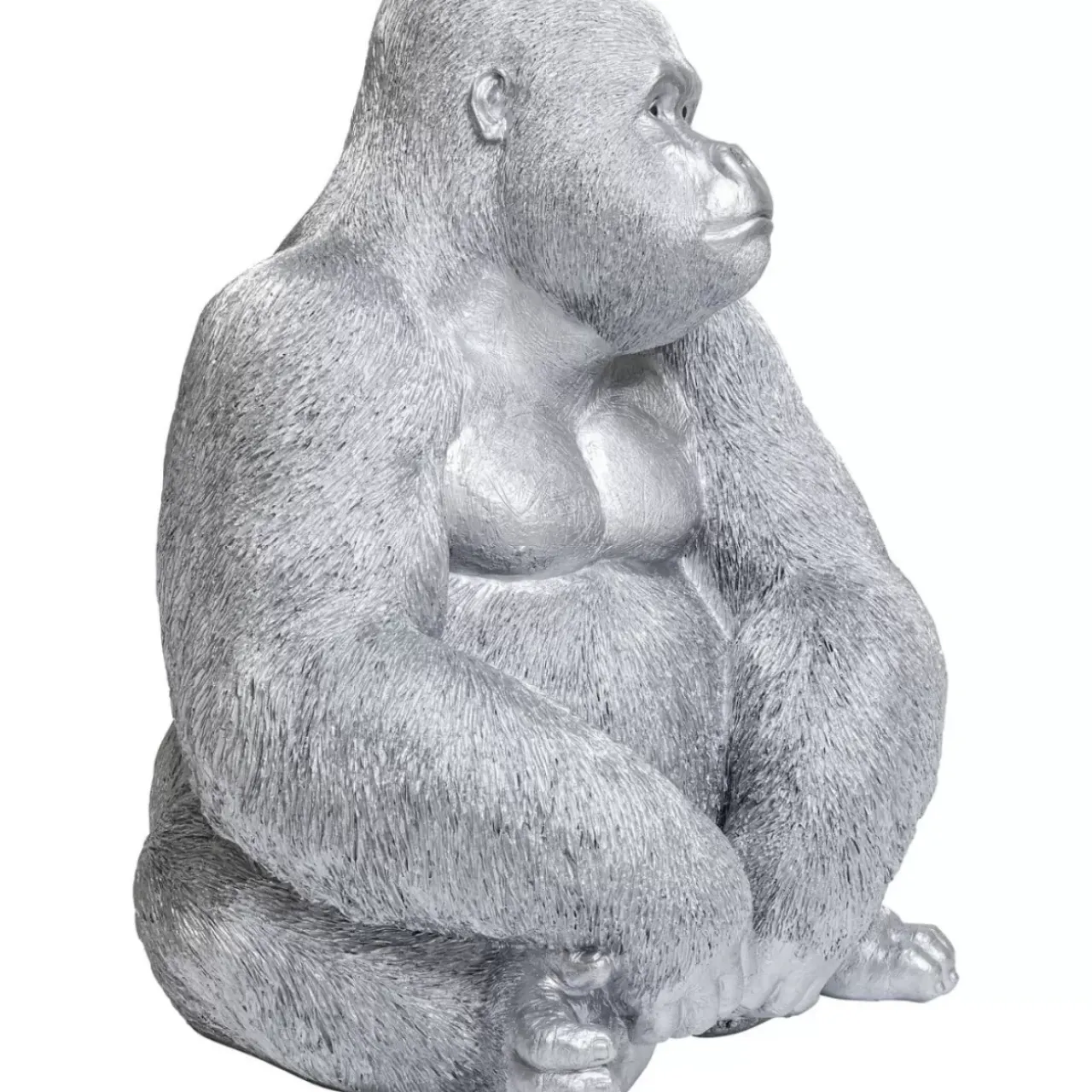 Deko & Geschenkartikel-KARE Design Deko Figur Monkey Gorilla Side Xl Silber Matt