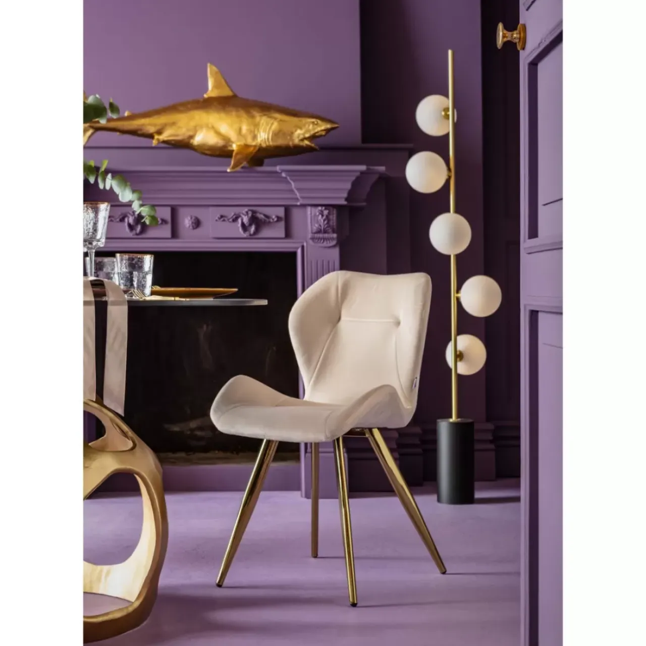 Deko & Geschenkartikel-KARE Design Deko Figur Shark Henry Gold 106Cm
