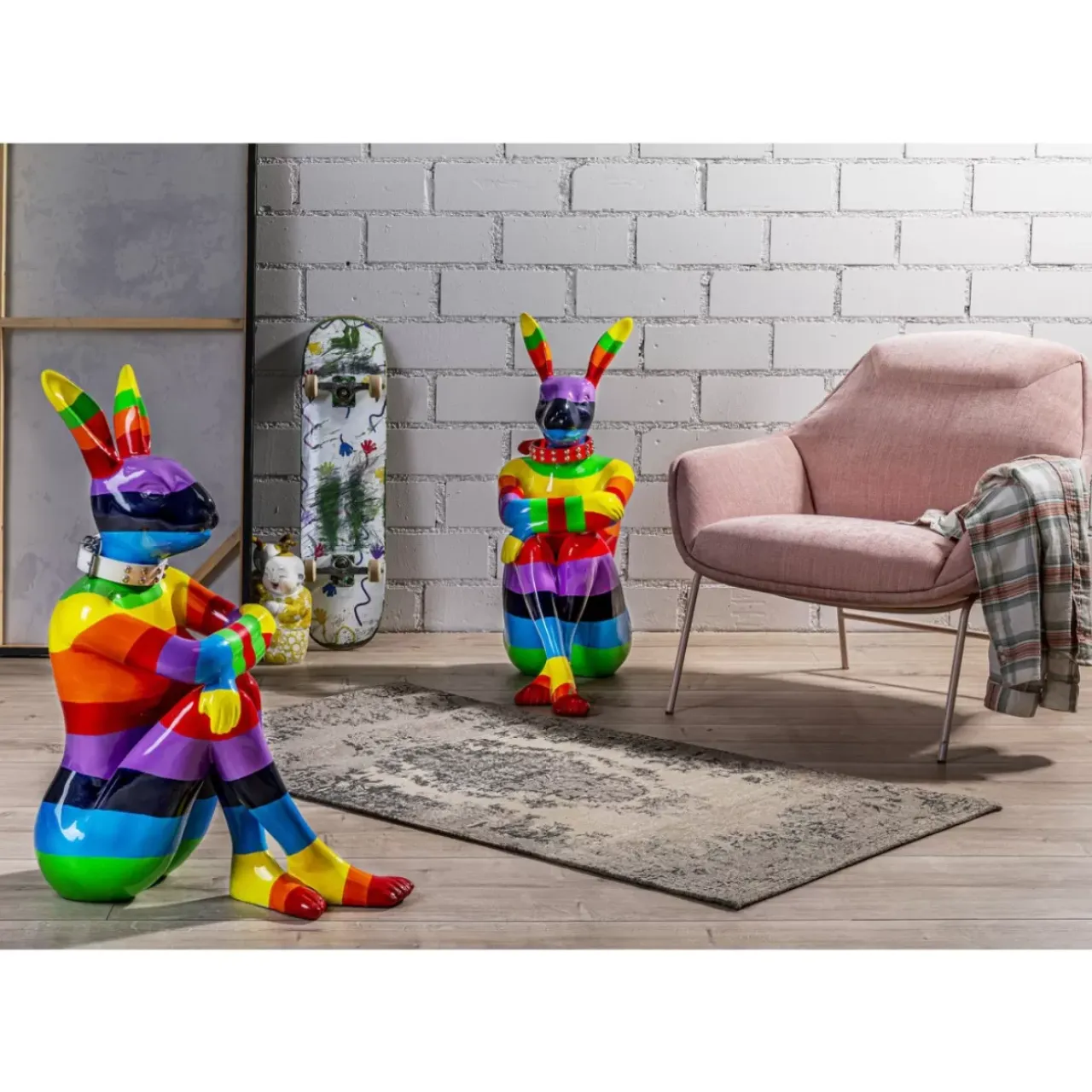 Deko & Geschenkartikel-KARE Design Deko Figur Sitting Rabbit Rainbow 80
