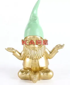 Deko & Geschenkartikel-KARE Design Deko Figur Zwerg Meditation Gold Grun 19Cm
