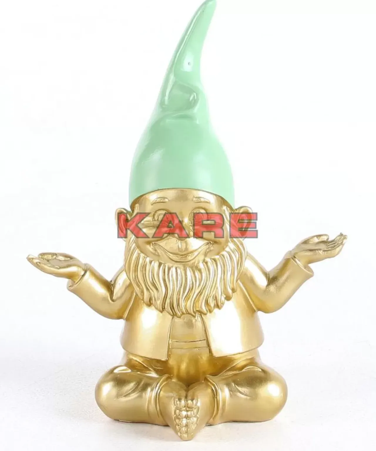 Deko & Geschenkartikel-KARE Design Deko Figur Zwerg Meditation Gold Grun 19Cm