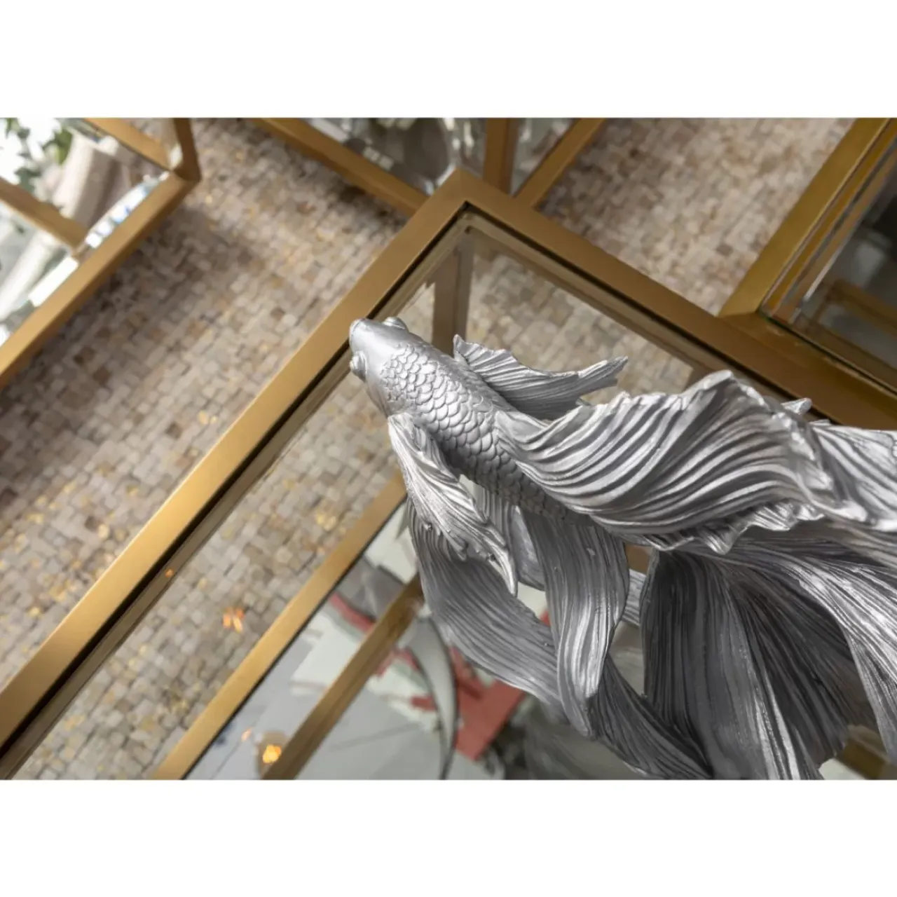 Deko & Geschenkartikel-KARE Design Deko Objekt Betta Fish Silber Klein