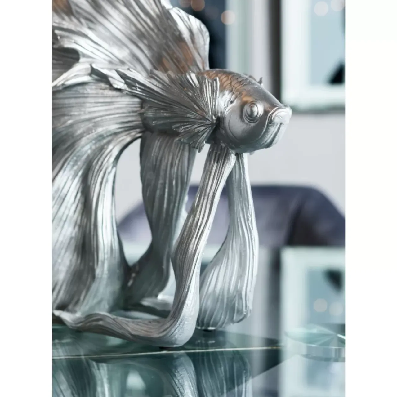 Deko & Geschenkartikel-KARE Design Deko Objekt Betta Fish Silber Klein