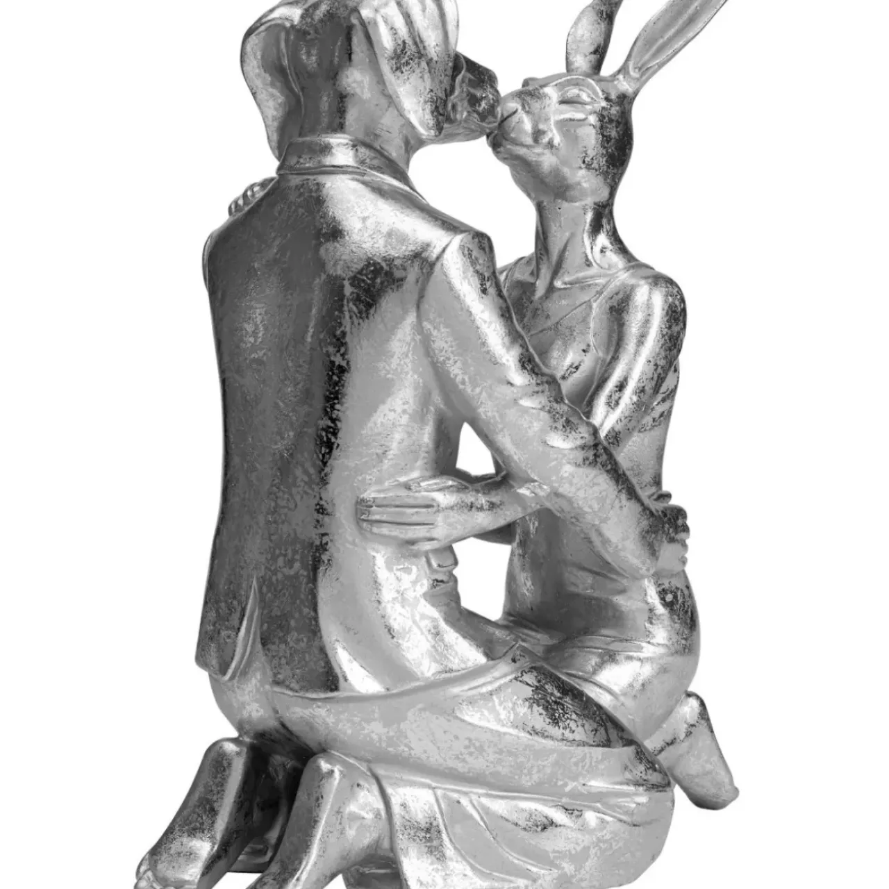 Deko & Geschenkartikel-KARE Design Deko Objekt Kissing Rabbit And Dog Silber