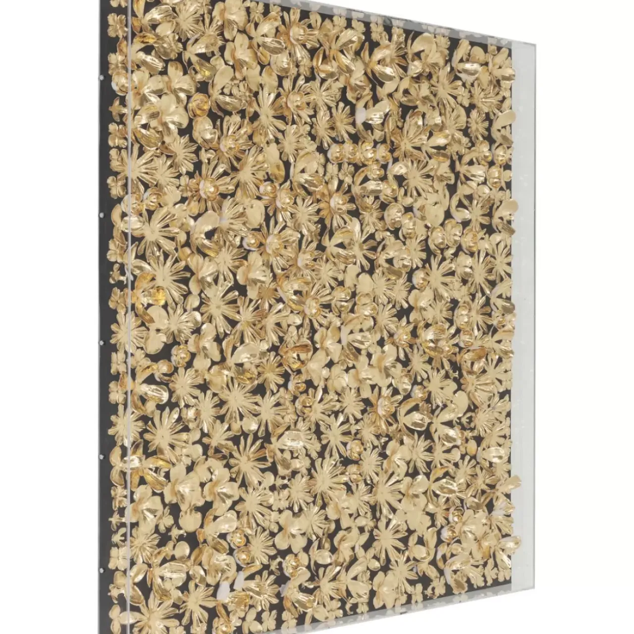 Bilder-KARE Design Deko Rahmen Gold Flower 120X120Cm