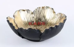 Deko & Geschenkartikel-KARE Design Deko Schale Flower Bloom Schwarz Gold O25Cm