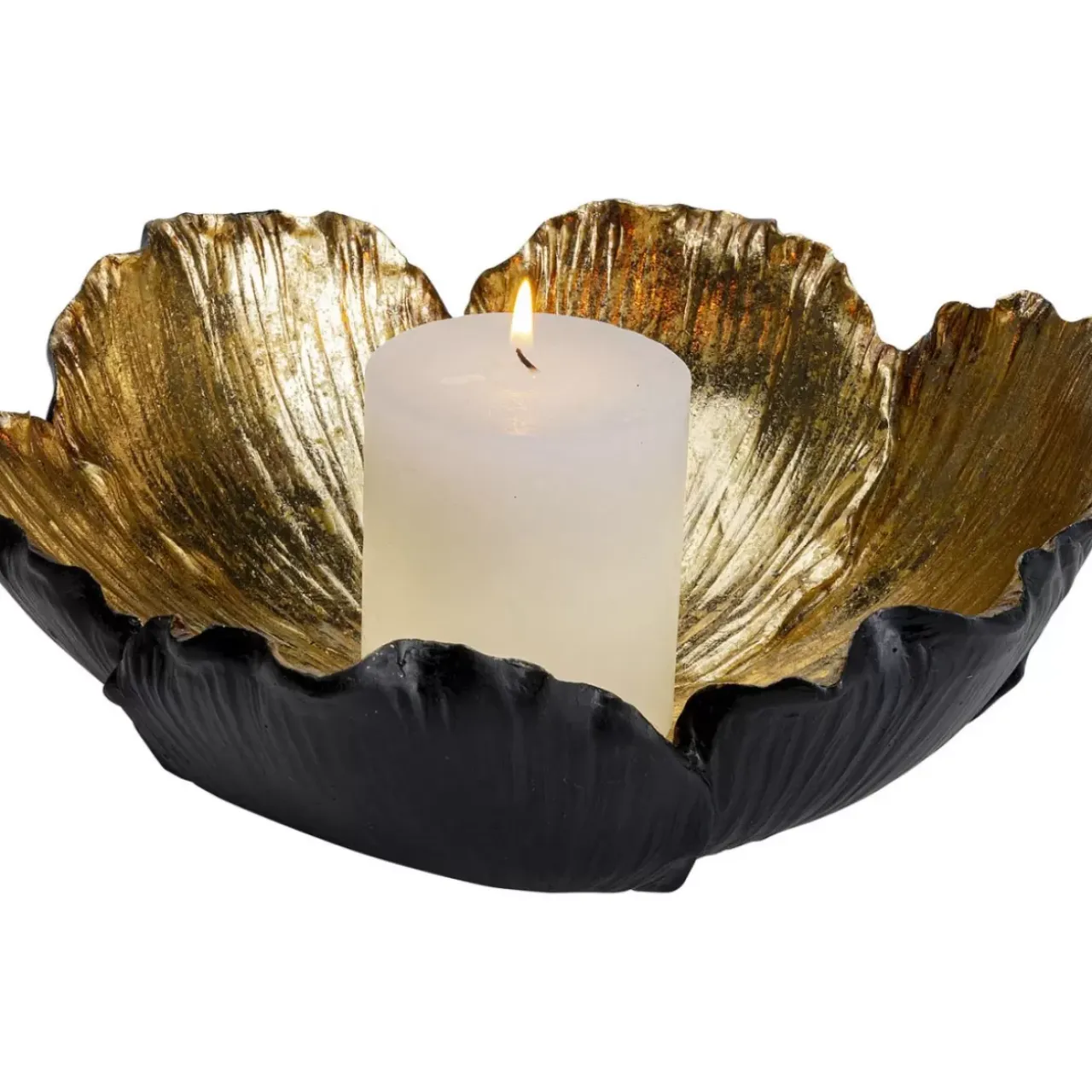 Deko & Geschenkartikel-KARE Design Deko Schale Flower Bloom Schwarz Gold O25Cm