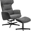 Sessel-KARE Design Drehsessel Mit Hocker Ohio Salt And Pepper